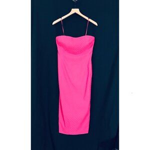 J.Crew Fuchsia Pink Strapless Dress Sample in Stretch Matelasse - Size 6…
